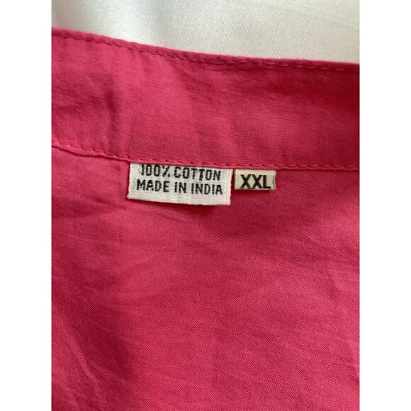 Pink Indian Cotton Embroidered Kurti Tunic‎ Size XXL Flowy Art To Wear Lagenlook - Picture 9 of 12